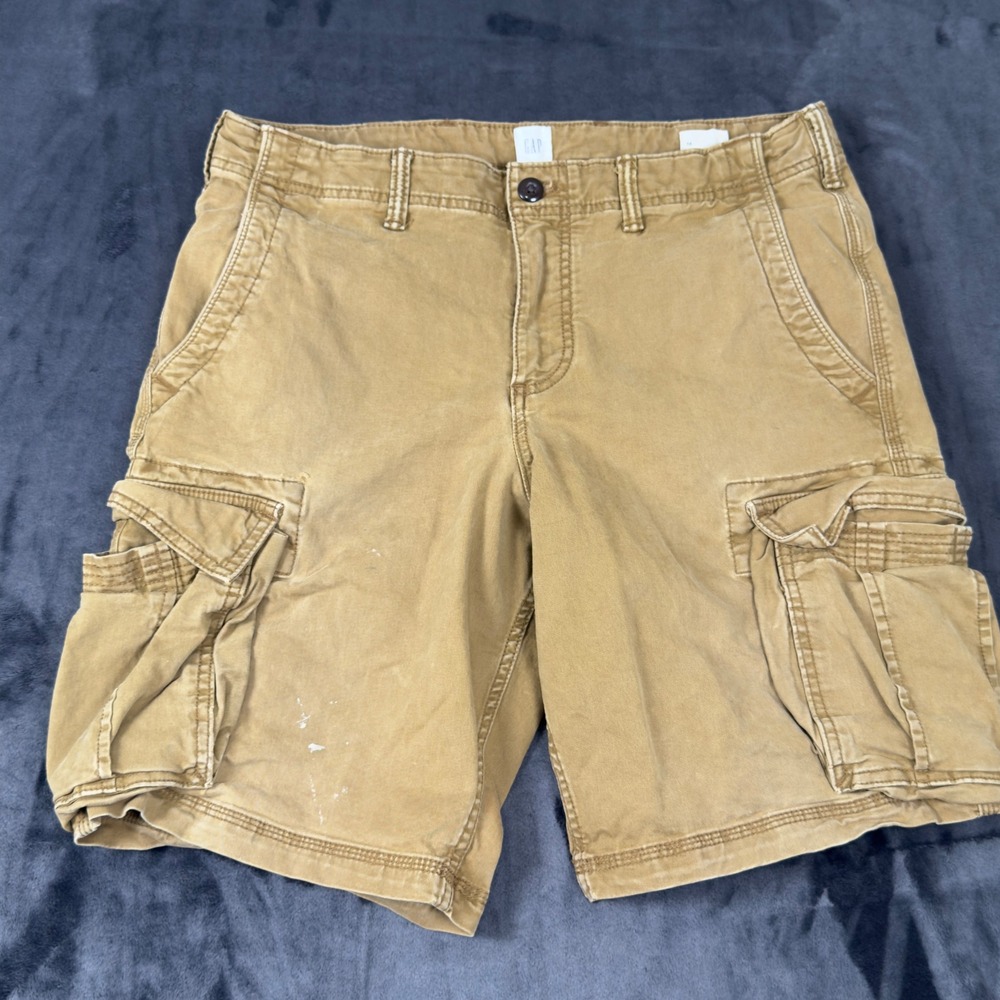 Gap Cargo Shorts Mens 34 Tan Khaki Cotton Twill Multi-Pocket Casual Outdoor‎